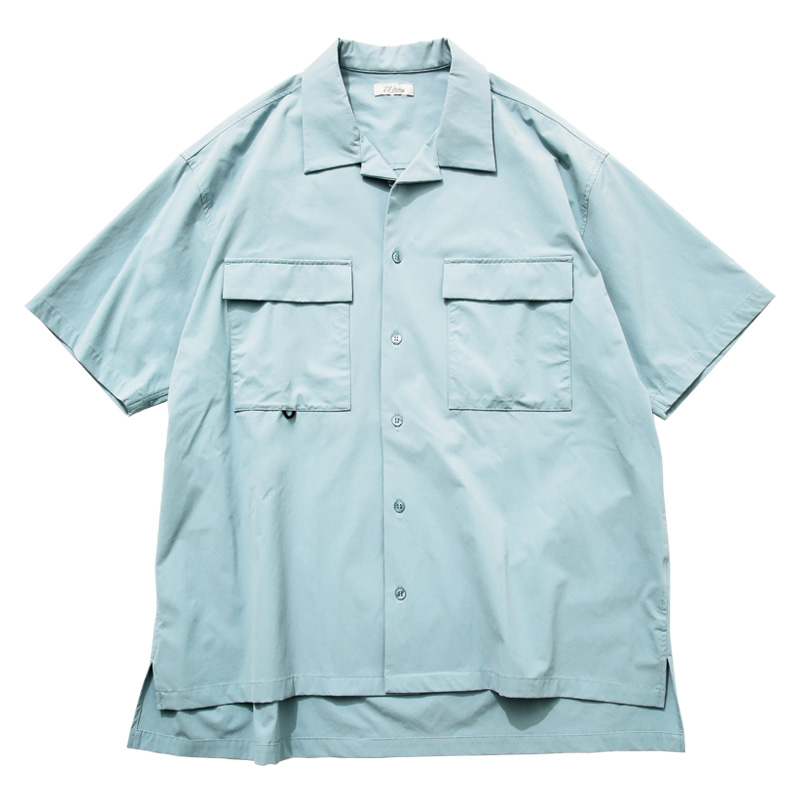 「夏にうれしい新定番」涼やか素材のドロスト半袖シャツ / アイスブルー　北欧 夏にうれしい新定番」涼やか素材のドロスト半袖シャツ（ホワイト